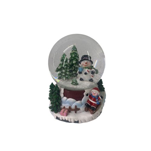 Adorno De Navidad Bola De Nieve Snowman Con Musica 10 Cm