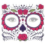 Sticker-Tatuaje-Temporal-Catrina-rosas-rojas-disfraz-Halloween-