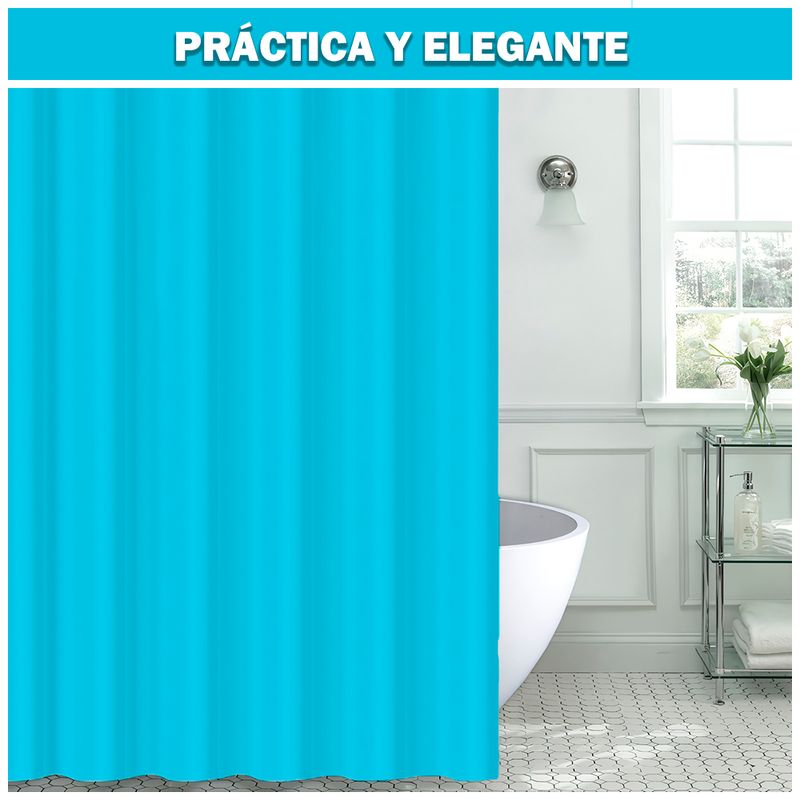 Cortina-de-Baño-Moderna-Impermeable-Accesorio-para-Ducha-U11-Turquesa