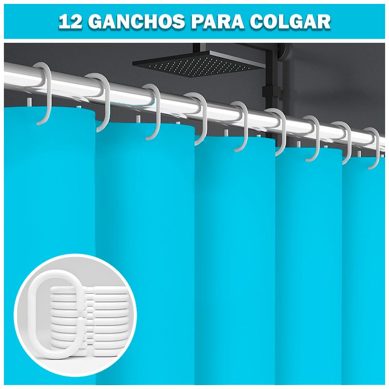 Cortina-de-Baño-Moderna-Impermeable-Accesorio-para-Ducha-U11-Turquesa