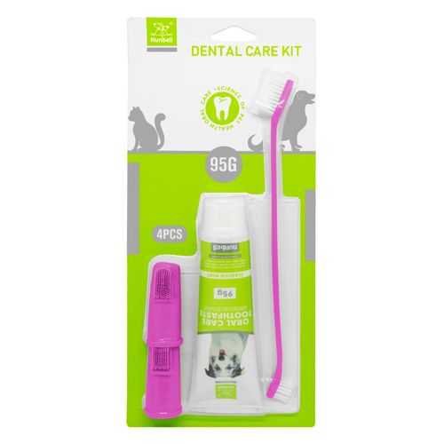 Kit Cepillo + Pasta de Dientes para Perros Rosado NB0