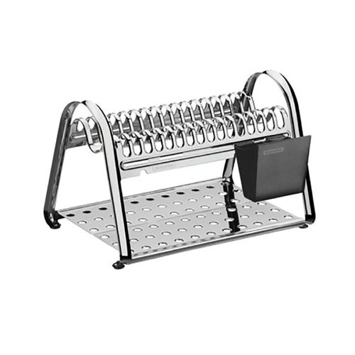 Escurridor Ciclo de Acero Inoxidable con Porta Cubiertos - Negro Moderno y Funcional (MUNDO ELECTRON