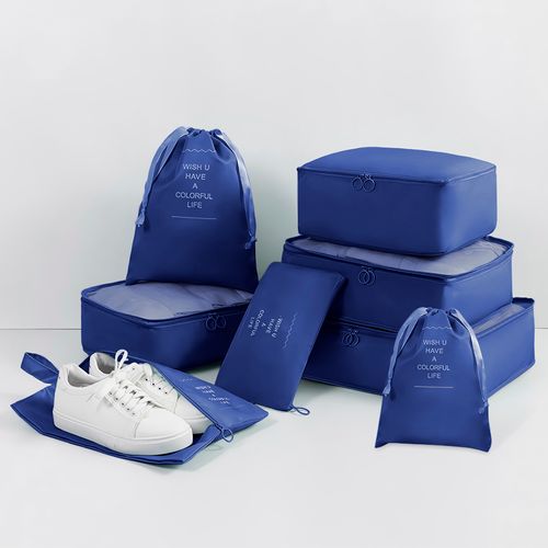 Set 8 Bolsas Organizadores de Maleta de Viaje Azul BV8