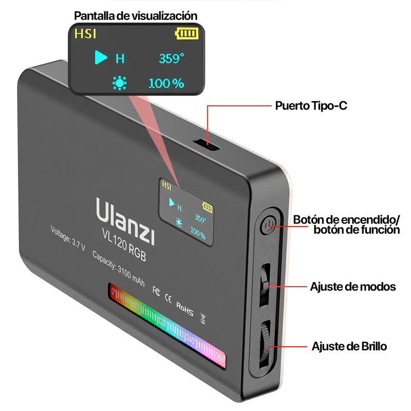 Luz-Led-Rgb-Ulanzi-VL120-Filtro-Difuminador-para-Video-Fotografia