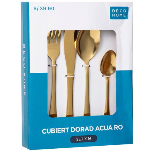 Set de Cubiertos DECO HOME Dorado Acua Ro 16pzas