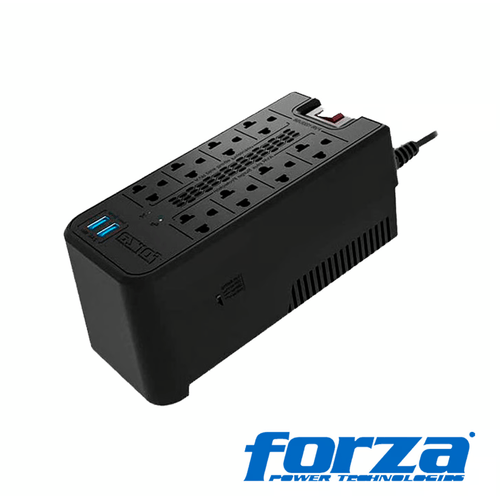 Estabilizador De Voltaje Forza FVR-1222USB 1200va 600w Color Negro