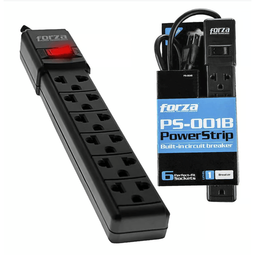 SUPRESOR DE PICOS FORZA PS-001B 6 PUERTOS NEGRO