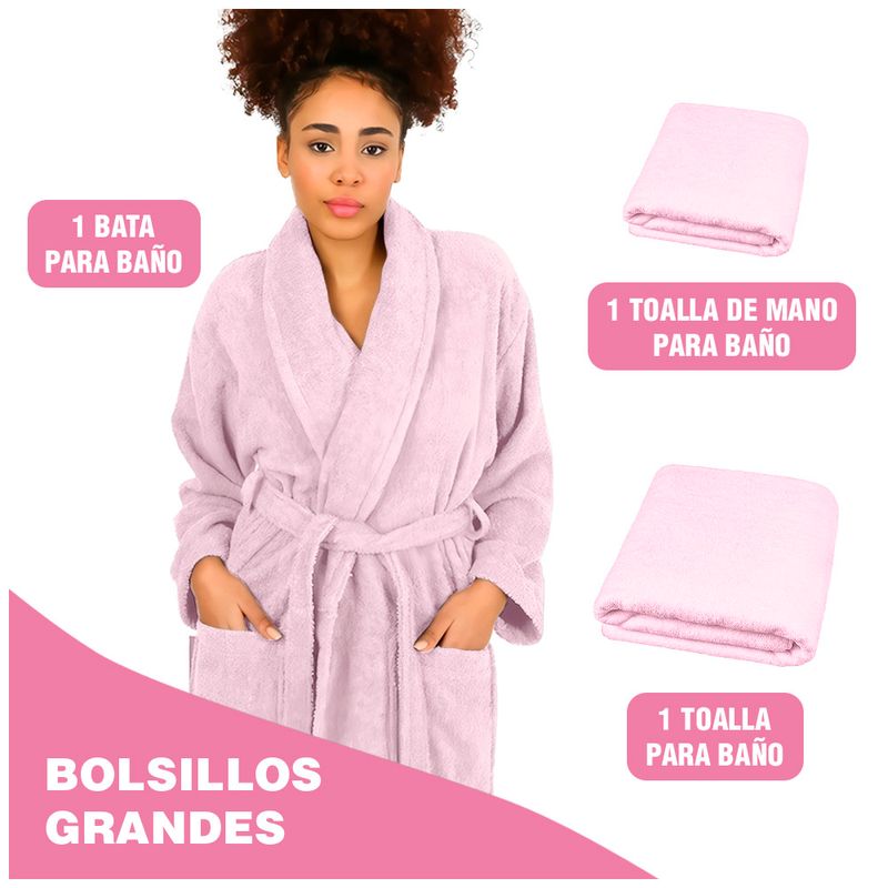 Set-de-Batas-Salidas-de-Baño-y-Toallas-Rosado-y-Beige-XZ1