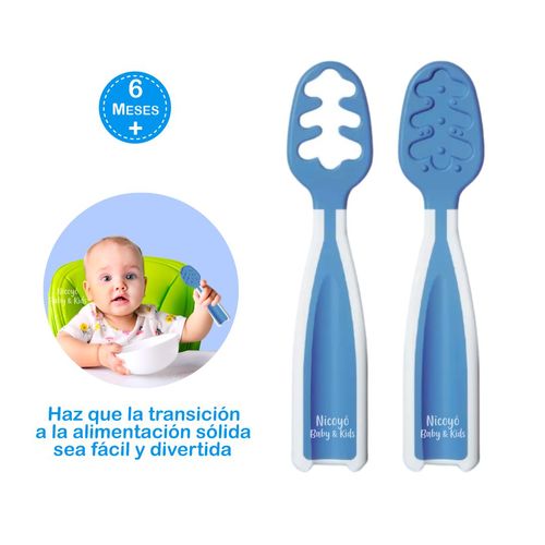 Set de 2 Pre Cucharas de Aprendizaje para Bebés Azul