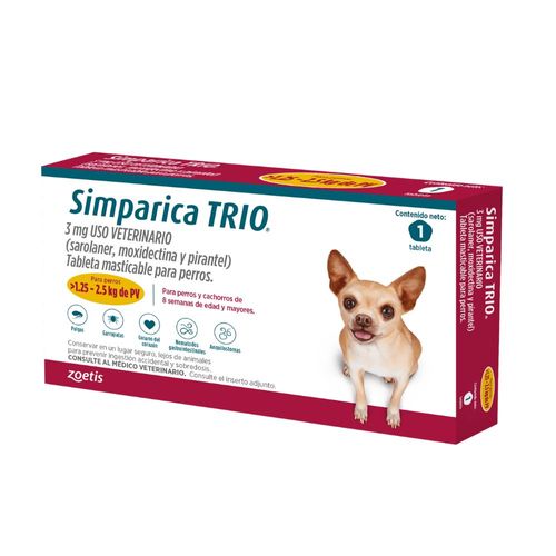 SIMPARICA TRIO 03 MG GOLD (1.3 A 2.5 KG) X3TAB