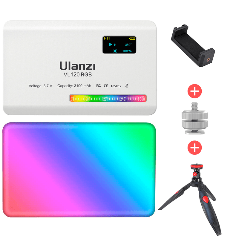 Luz-Led-Rgb-Ulanzi-VL120---Clip-WT-31M---Filtros---Tripode-para-Video-Fotografia