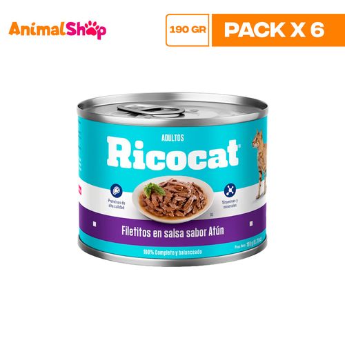 RICOCAT ADULTO FILETITOS ATUN LTA 190GR X6 UN