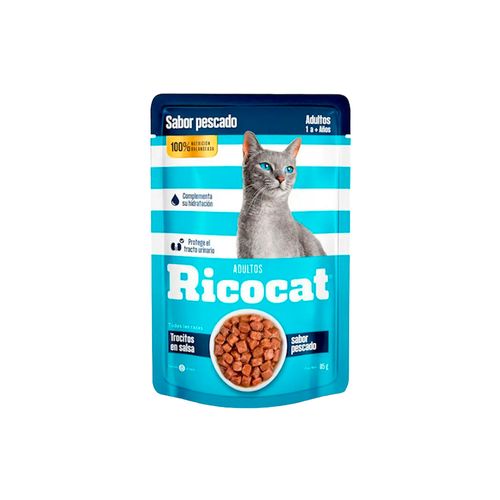 RICOCAT ADULTO TROCITOS PESCADO POUCH 85GR X12 UN