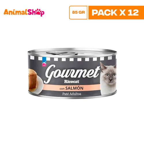 RICOCAT GOURMET ADULTO PATE CON SALMON LTA 85GR X12 UN