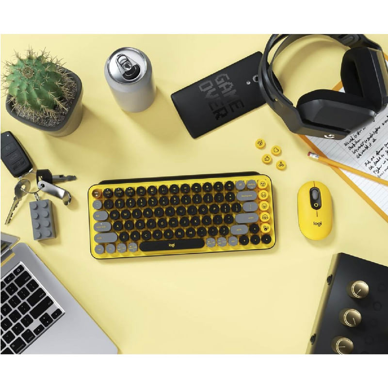 Teclado-y-Mouse-Logitech-Pop-Keys-Multi-Device-Amarillo
