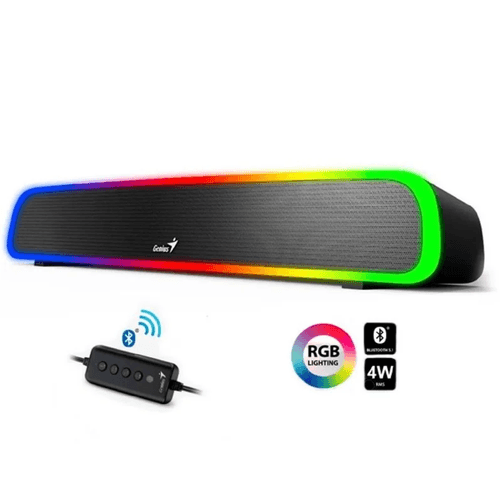 PARLANTE GENIUS SOUND BAR 200BT LUCES RGB BT LINE-IN USB-POWER BLACK