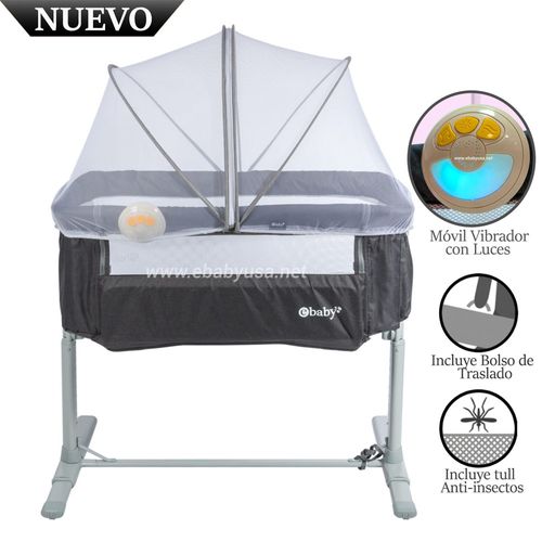 Cuna Colecho Ebaby Musical y Vibrador TAMI Gris