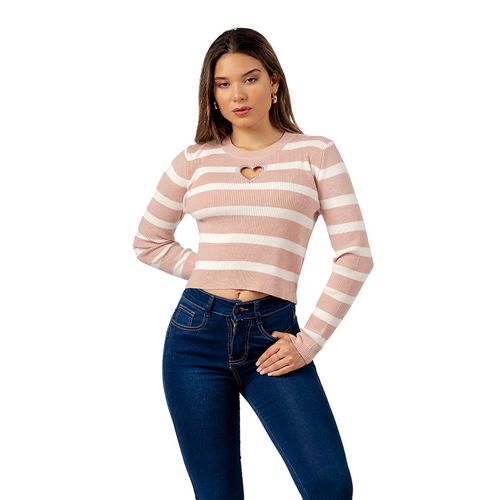 Chompa Casual Corazón de Cashemira Color Palo Rosa