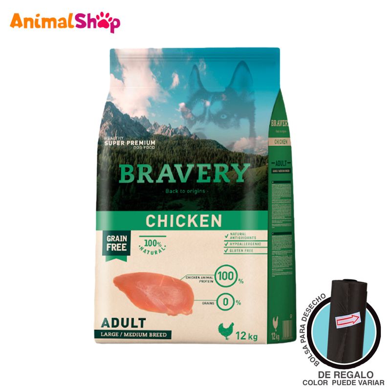 Comida-De-Perro-Adulto-Bravery-Raza-Grande-Pollo-12-Kg