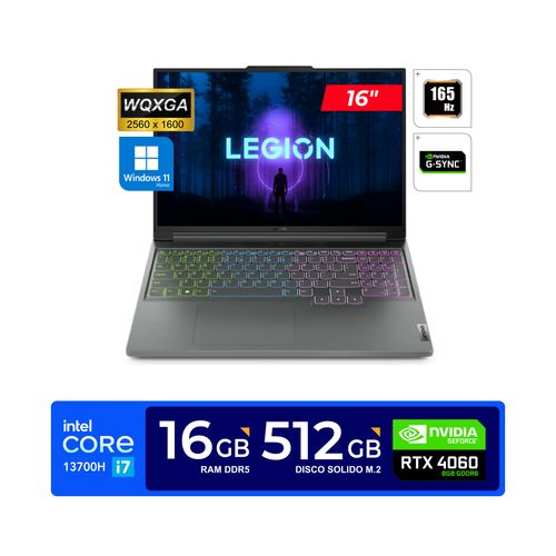 LAPTOP LENOVO LEGION SLIM 5 16" WQXGA IPS Core i7-13700H 2.4/5.0GHz 16GB DDR5 512GB RTX 4060 8G W11