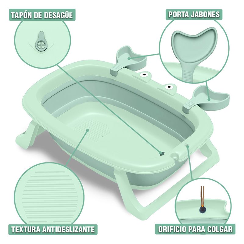 Bañera-Plegable-para-Bebes-Tina-de-Baño-Cangrejo-WI5-Verde