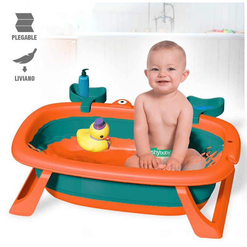 Bañera-Plegable-para-Bebes-Tina-de-Baño-Cangrejo-WI5-Naranja