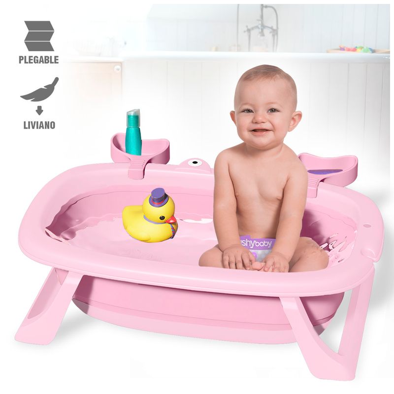 Bañera-Plegable-para-Bebes-Tina-de-Baño-Cangrejo-WI5-Rosado