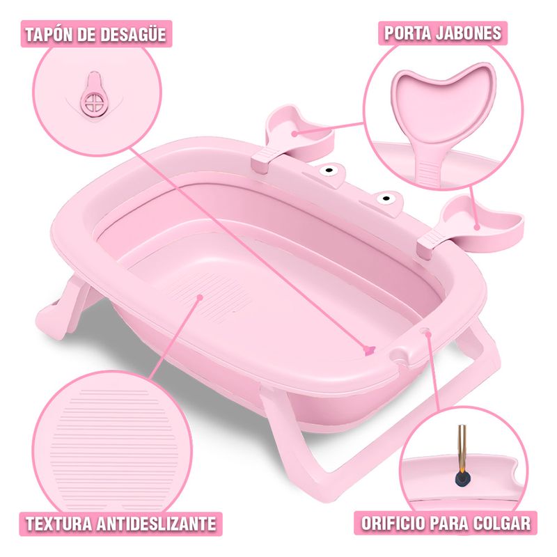 Bañera-Plegable-para-Bebes-Tina-de-Baño-Cangrejo-WI5-Rosado