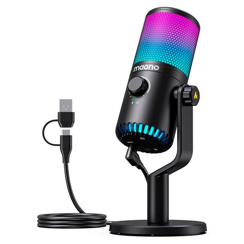 Micrófono Maono DM30RGB Premium Streaming Gaming USB Negro