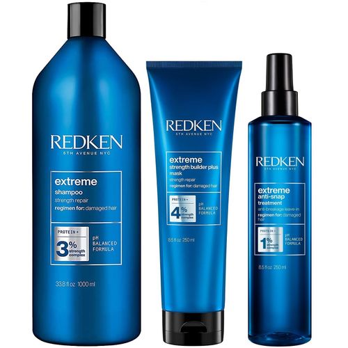 Shampoo Reparador 1000ml + Mascarilla + Crema Anti Snap Redken Extreme