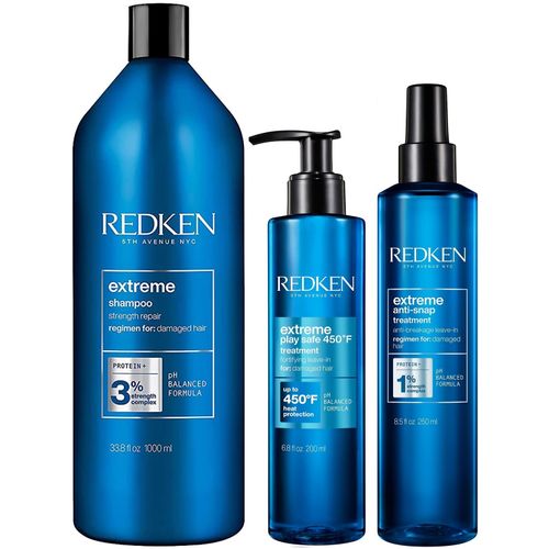 Shampoo 1000ml + Protector Térmico + Crema Anti-Snap Redken Extreme