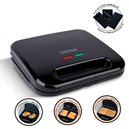 Sandwichera Placas Intercambiables  3 en 1 Whiteline