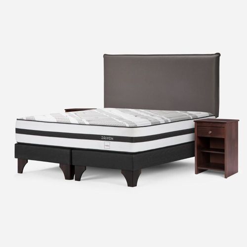 Cama Rosen Eur Driven Queen Maurice + 2 Velador  Gris