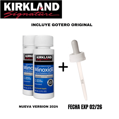 Minoxidil Kirkland 5% 2 frascos con gotero ORIGINAL