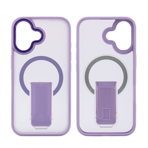 Case para iPhone 16, con Magsafe para carga inalámbrica con soporte, rígido, mate traslúcido morado