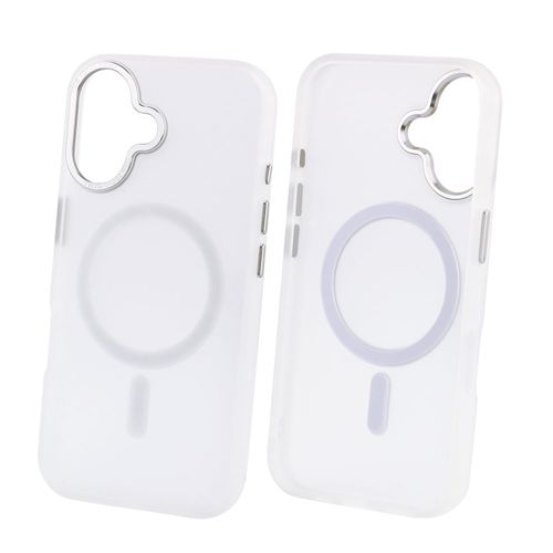 Case para iPhone 16, con MagSafe para carga inalámbrica, para accesorios magnéticos, rígido, mate traslúcido blanco