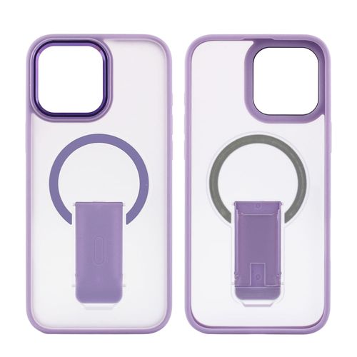 Case para iPhone 16 Pro Max, con Magsafe para carga inalámbrica con soporte, rígido, mate traslúcido morado