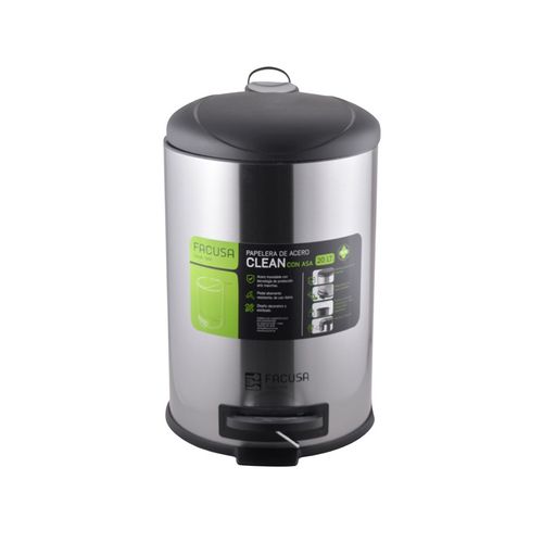 Papelera Clean de Acero con Asa Inox 20 L-JYA