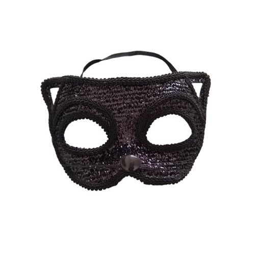 Antifaz de gata negro estilo máscara veneciana detalles premium disfraz Halloween