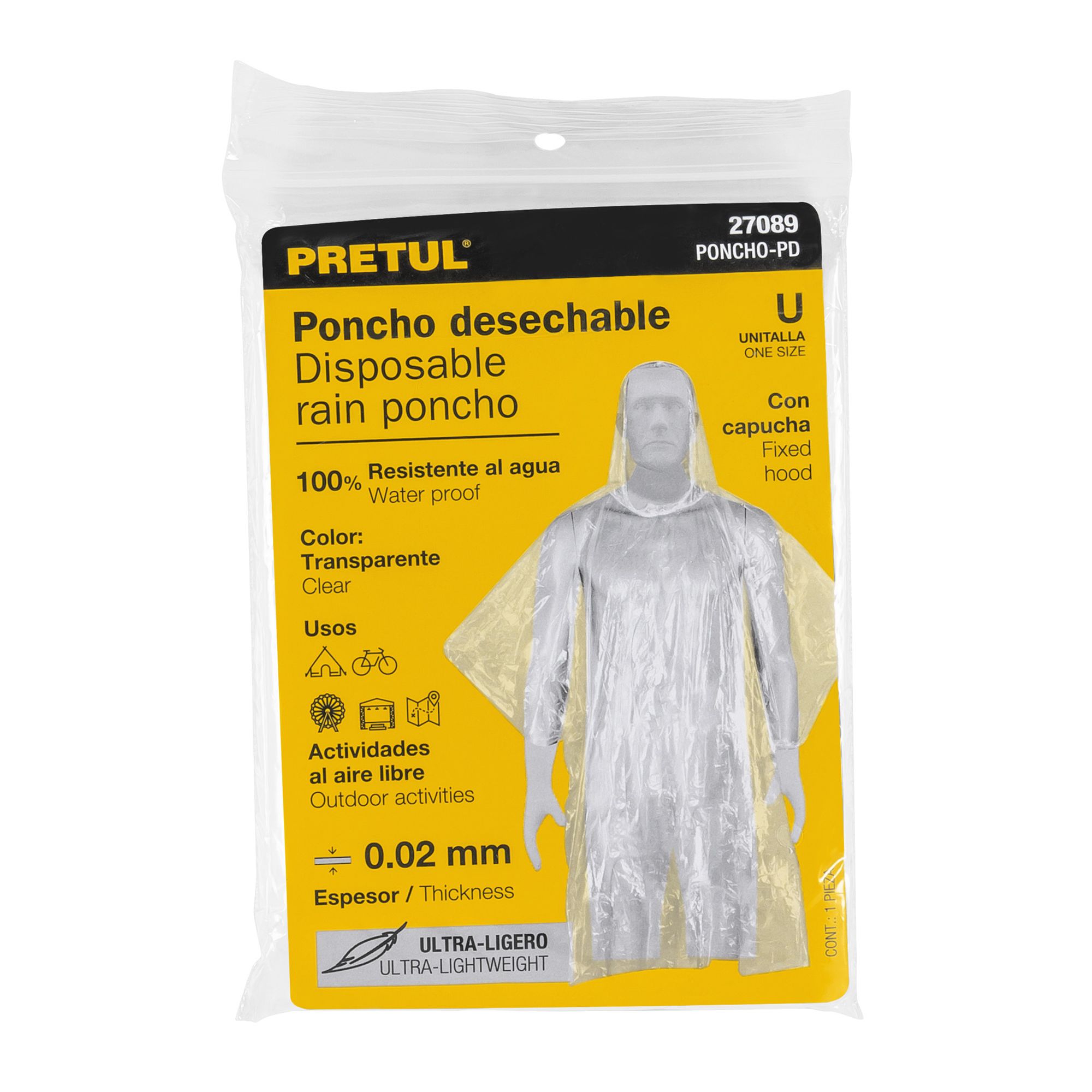 Poncho desechable para lluvia Pretul Shopstar