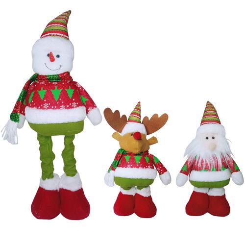 Trio muñeco patilargas de navidad adornos navideños 56cm