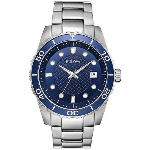 Reloj Bulova 98A194 Fecha Acero Inoxidable Plateado Dial Azul