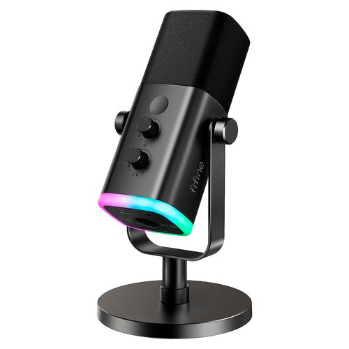 Micrófono Dinámico FIFINE AM8 XLR USB RGB Negro