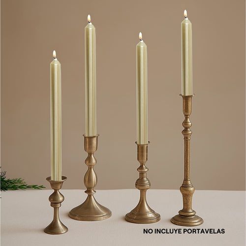 Set x 4 velas largas Doradas Satinadas Colección Dorada