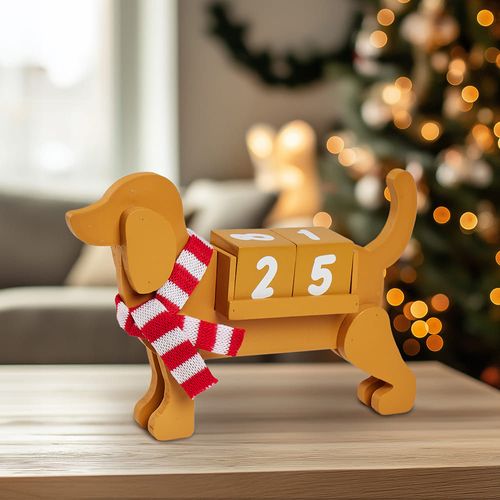 Calendario de Mdf Diseño Perro 25cm Colección Roja Orange