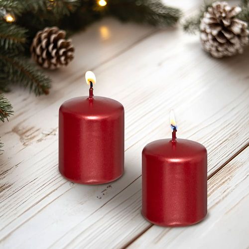 Set x 4 velas cortas Rojas Satinadas Colección Roja