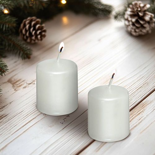 Set x 4 velas cortas Blancas Satinadas Colección Lila