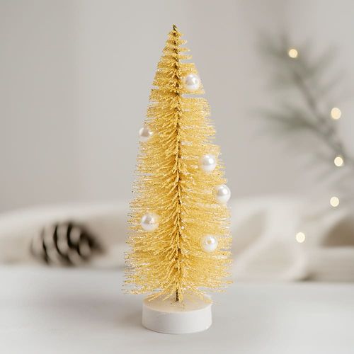 Árbol decorativo plástico con perlas 20cm Colección Dorada Orange