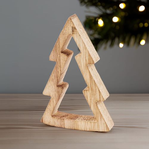 Árbol Decorativo Navideño Madera 25cm Colección Natural Orange