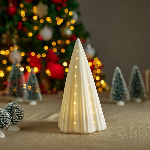 Árbol Blanco de porcelana con luz Led 15cm Colección Roja Orange